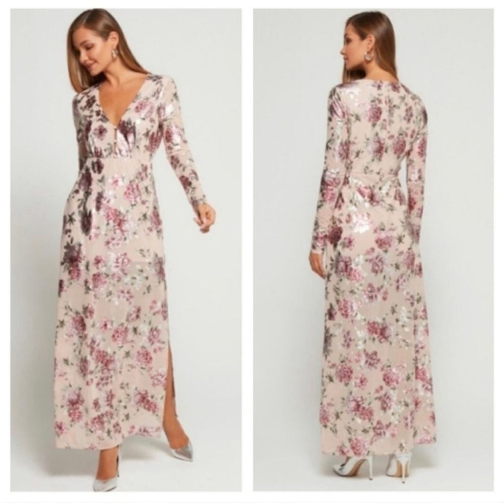 SHOW ME YOUR MUMU Maxi Dress Carmella Floral Metallic with Romper Lining M